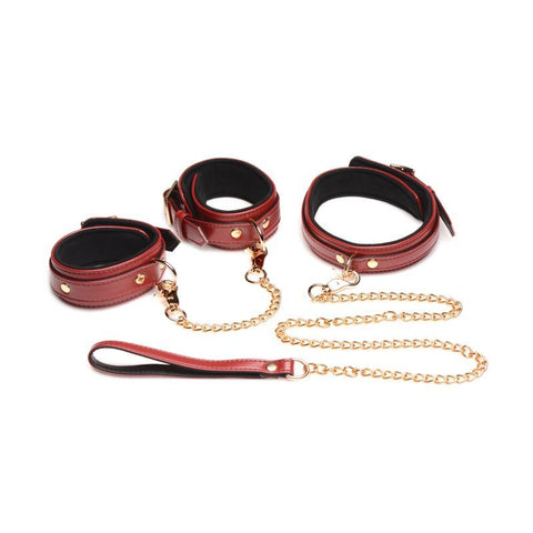 6 Pc Bondage Set Burgundy with Adjustable Cuffs > Bondage Gear > Bondage Kits