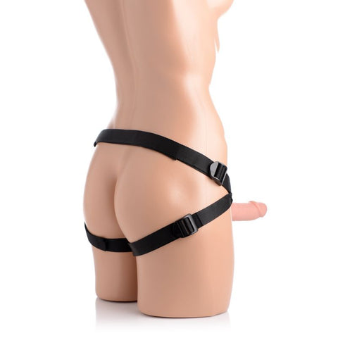 Seducer 7 Inch Silicone Dildo with Harness in Flesh Color Harnesses & Strap-Ons