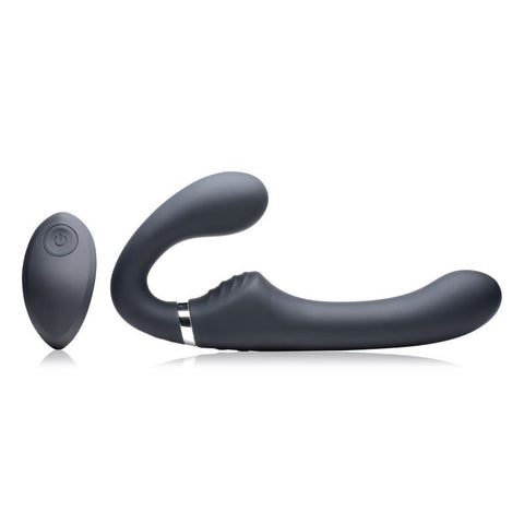 Mighty Rider 10X Strapless Strap-On Black with Remote Control > Realistic Dildos and Vibes > Strapless Strap Ons
