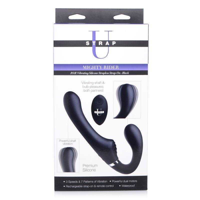 Mighty Rider 10X Strapless Strap-On Black with Remote Control > Dildos > Strapless Strap Ons