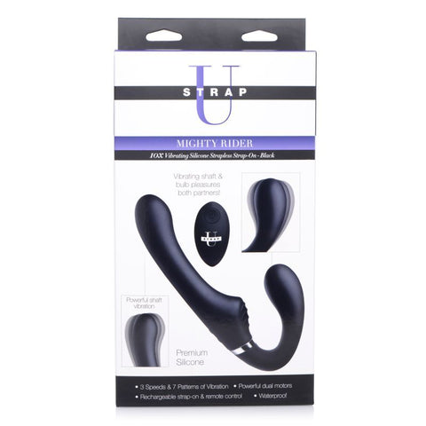 Mighty Rider 10X Strapless Strap-On Black with Remote Control > Dildos > Strapless Strap Ons