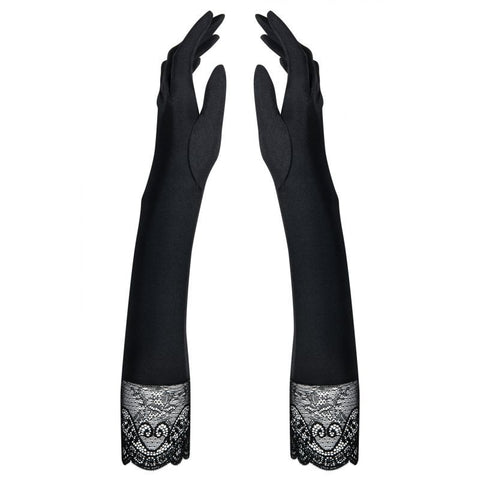 Miamor Elbow-Length Gloves with Lace and Sparkling Stones One Size Lingerie