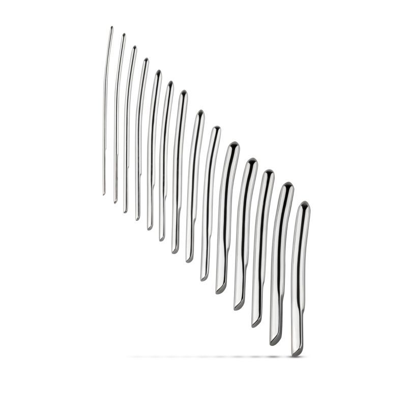 Single Ended Dilator Set 14 Pc with 4mm to 17mm Sizes Silver > Sex Toys For Men > Sounding Rods