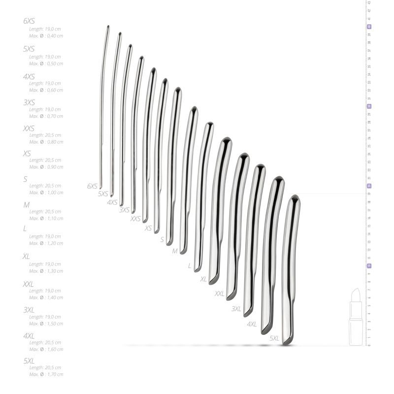 Single Ended Dilator Set 14 Pc with 4mm to 17mm Sizes > Sex Toys For Men > Sounding Rods