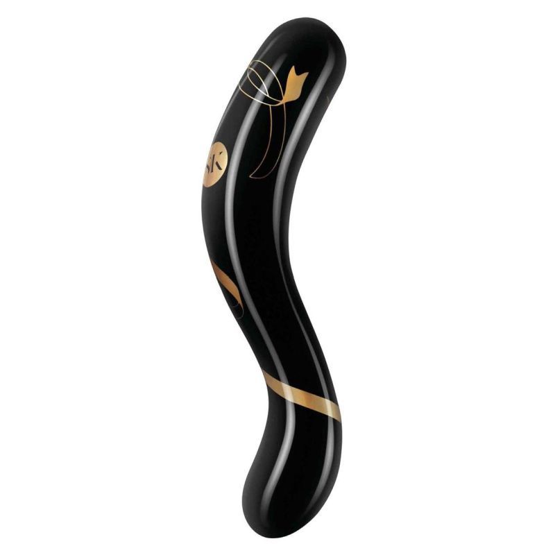 Secret Kisses Handblown Double Ended Dildo 7 Inch Black DONGS Glass