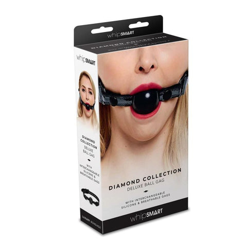 Whip Smart Diamond Deluxe Ball Gag in Black Gags