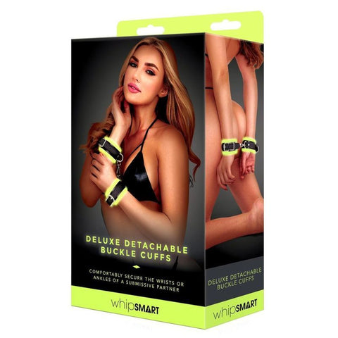 Glow In The Dark Deluxe Buckle Cuffs Black Adult Bondage Accessory > Bondage Gear > Restraints