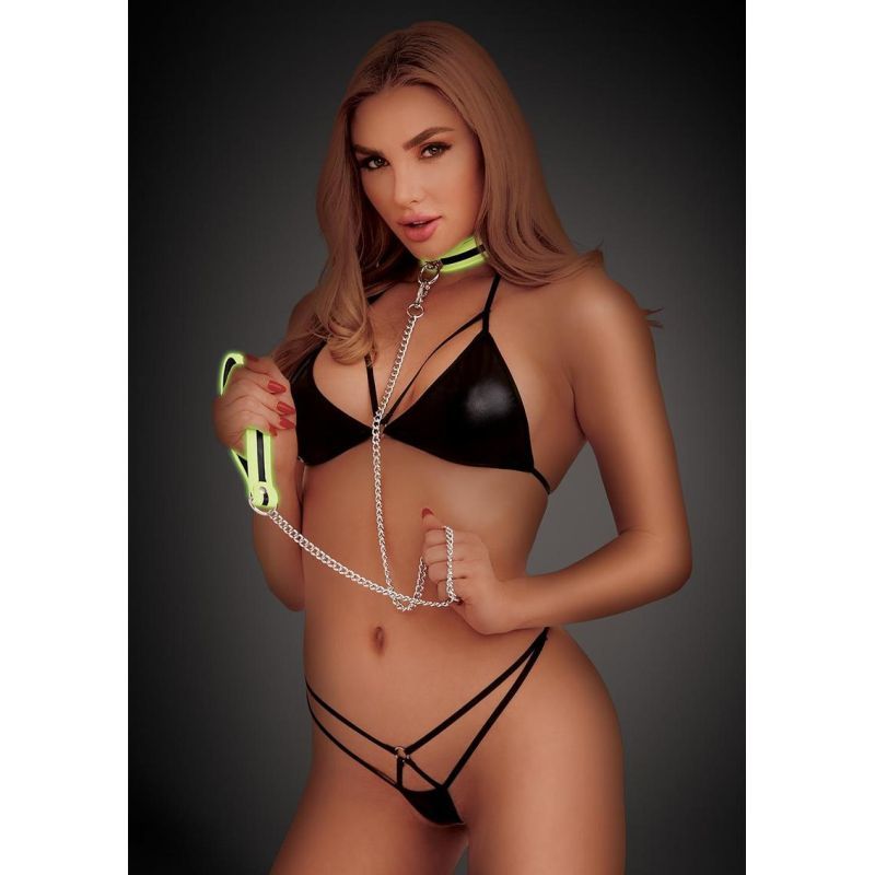 Whip Smart Glow In The Dark Deluxe Collar and Leash Black > Bondage Gear > Collars & Leashes