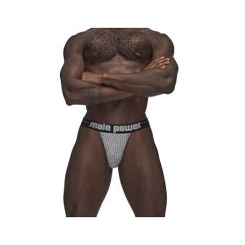 Male Power Sexagon Strappy Ring Jock in Grey Grey Large Extra Large Jockstraps