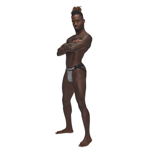 Male Power Sexagon Strappy Ring Jock in Grey Jockstraps