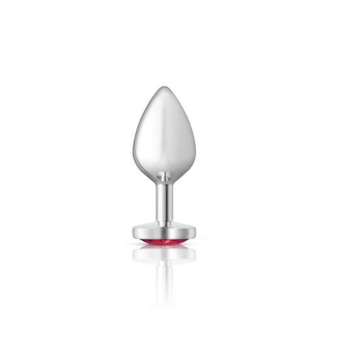 Cheeky Charms Silver Metal Butt Plug with Heart Pink Jewel Medium Pink Medium > Anal Range > Jewel Butt Plugs