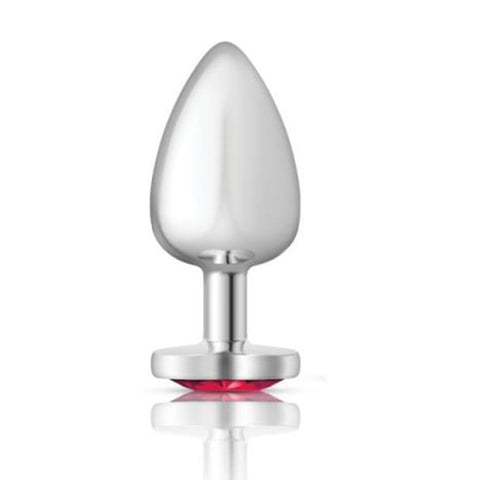 Cheeky Charms Silver Metal Butt Plug with Heart Pink Jewel Large Default Title > Anal Range > Jewel Butt Plugs