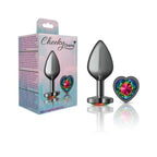 Cheeky Charms Gunmetal Medium Butt Plug with Heart Rainbow Jewel > Anal Range > Jewel Butt Plugs