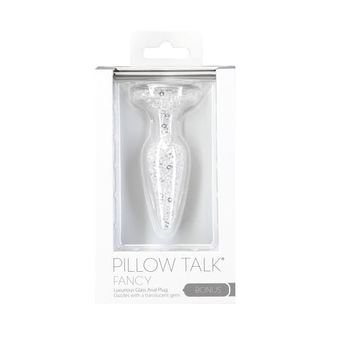 Pillow Talk Fancy Luxurious Glass Anal Plug w Clear Gem GLASS TOYS