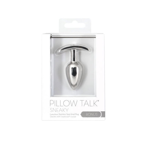 Pillow Talk Sneaky Stainless Steel Anal Plug 2.6 Inch w Swarovski Crystal Butt Plugs