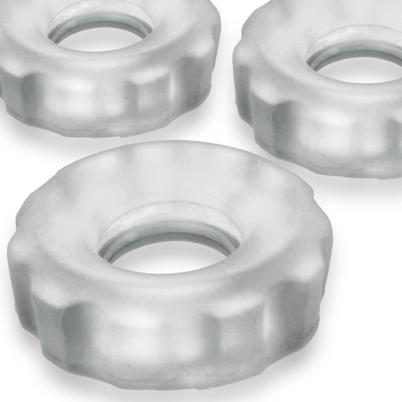 Super Hunkyjunk Three Piece Cockrings Clear Ice > Cock Ring > Sets