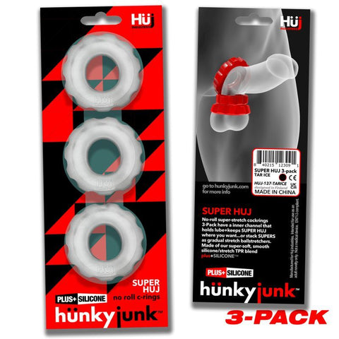 Super Hunkyjunk Three Piece Cockrings Clear Ice > Cock Ring > Sets