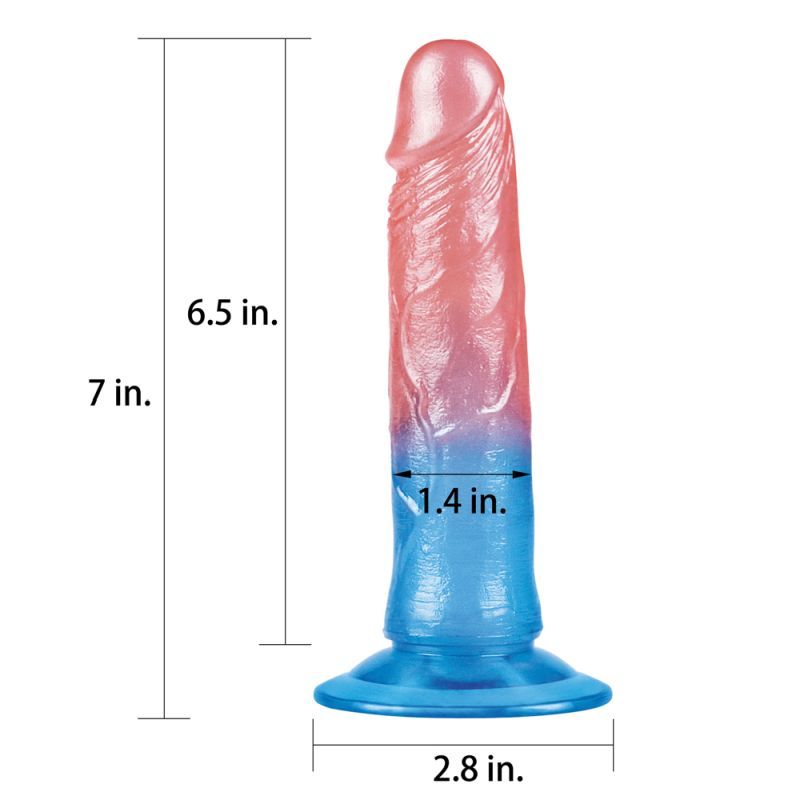 Dazzle Studs Dildo 7 Inch Pink and Blue Vibrant Pleasure Toy > Dildos > Realistic Dildos