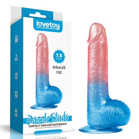 Dazzle Studs Realistic Dildo 7.5 Inch Pink and Blue Default Title DONGS