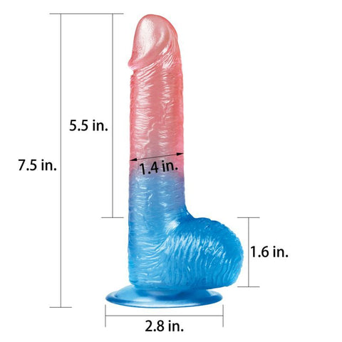 Dazzle Studs Realistic Dildo 7.5 Inch Pink and Blue DONGS
