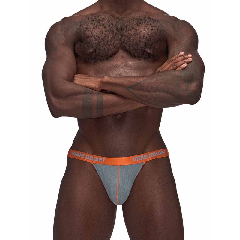 Male Power Casanova Uplift Jock Grey with Satin Waistband Jockstraps