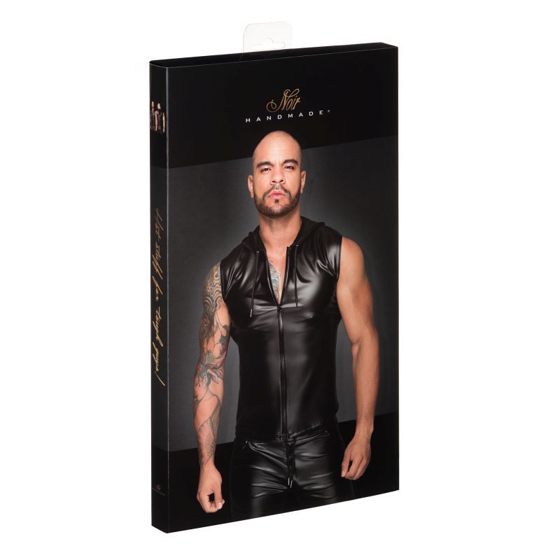 Powerwetlook Sleeveless Hooded Shirt with Two Way Zipper > Clothes > Mens Apparel
