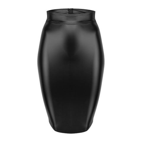 Power Wetlook Pencil Skirt with Long Zipper for Adult Fashion Womens Latex