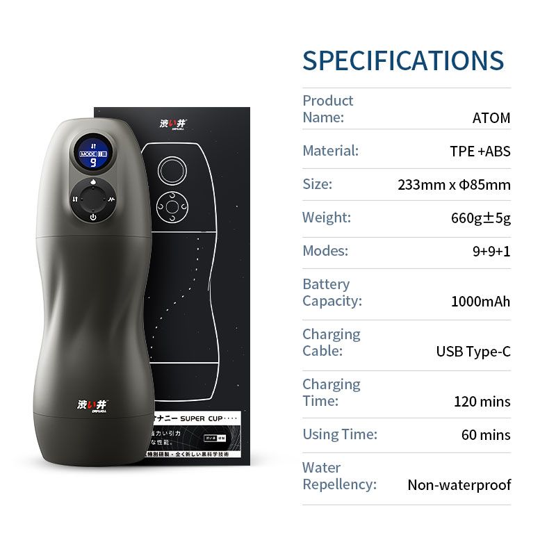 Atom Electronic Masturbator with Heating and Vibration Modes Strokers - Auto