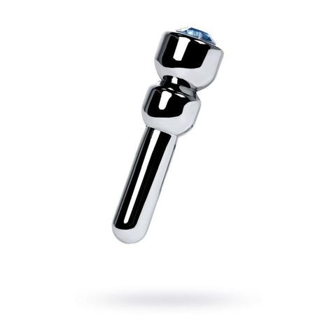 Silver Metal Urethral Plug with Sapphire Rhinestone Small Sounding Rods