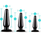 Anal Adventures 3 Pc Basic Plug Kit (Black) – Beginner 4 Inch and Medium > Anal Range > Butt Plug Kits