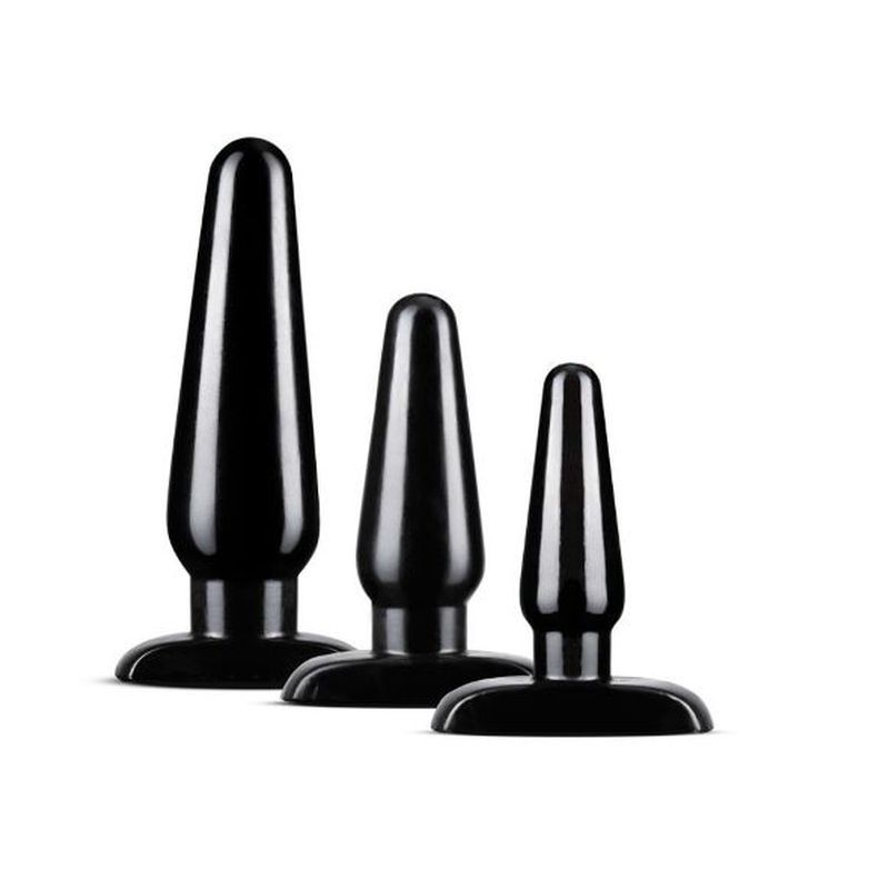 Anal Adventures 3 Pc Basic Plug Kit (Black) – Beginner 4 Inch and Medium > Anal Range > Butt Plug Kits