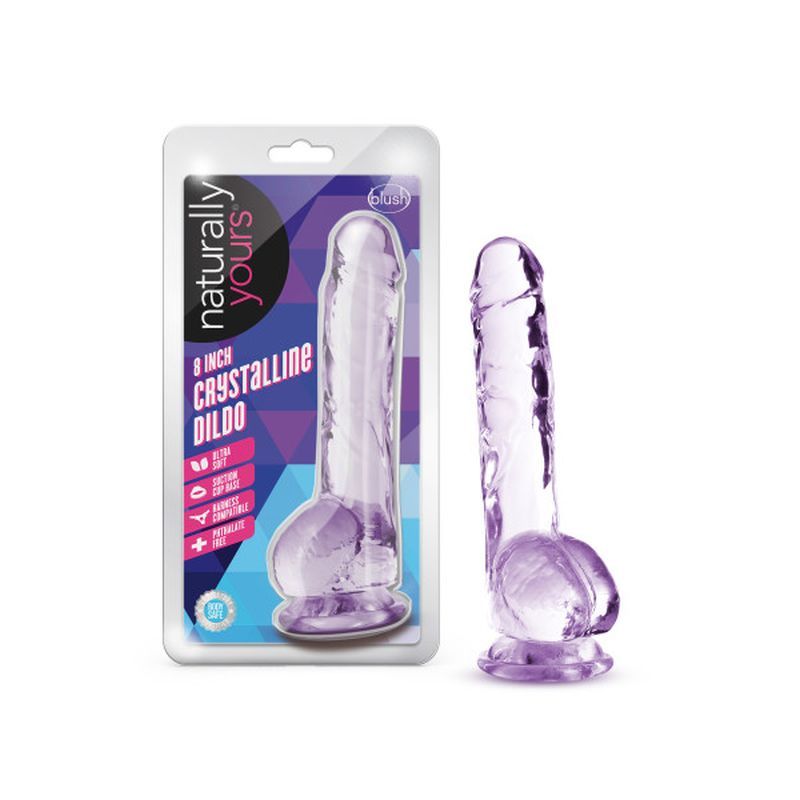 Naturally Yours 8 Inch Crystaline Dildo Amethyst Purple DONGS