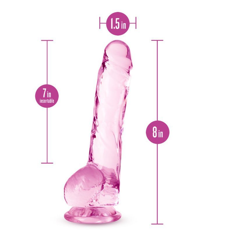 Naturally Yours 8 Inch Crystaline Dildo Rose > Dildos > Realistic Dildos