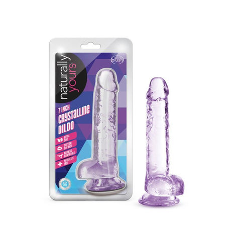 Naturally Yours 7 Inch Crystaline Dildo Amethyst Purple DONGS