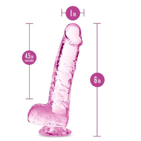 Naturally Yours 6 Inch Crystaline Dildo Rose DONGS