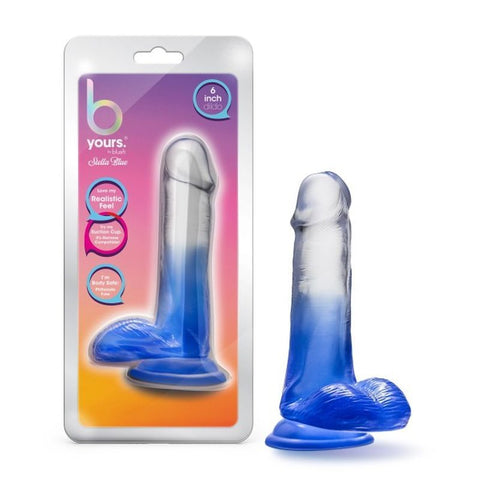 B Yours Morning Dew 6in Dildo Stella Blue with Suction Cup Blue DONGS