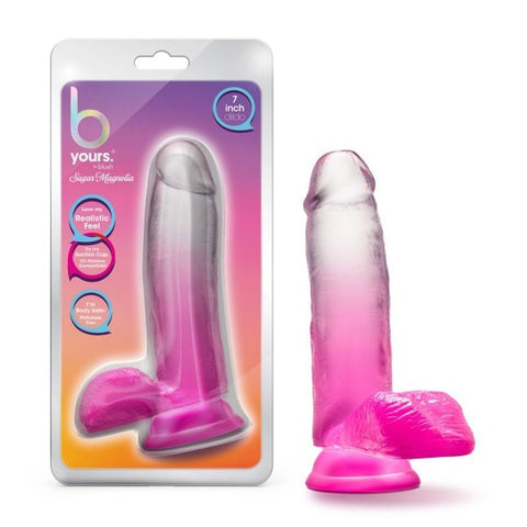 B Yours Sugar Magnolia 7in Dildo Fuchsia with Suction Base Pink DONGS