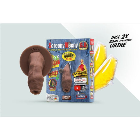 Screeny Weeny 6.0 Uncut Latino Brown Authentic Fake Penis Drug Screening