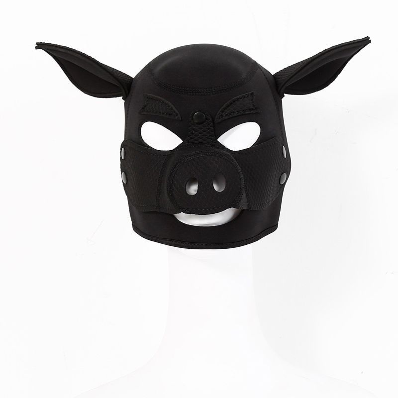 Neoprene Pig Mask (Black) – Comfortable Padded Fit Mask Black > Bondage Gear > Masks