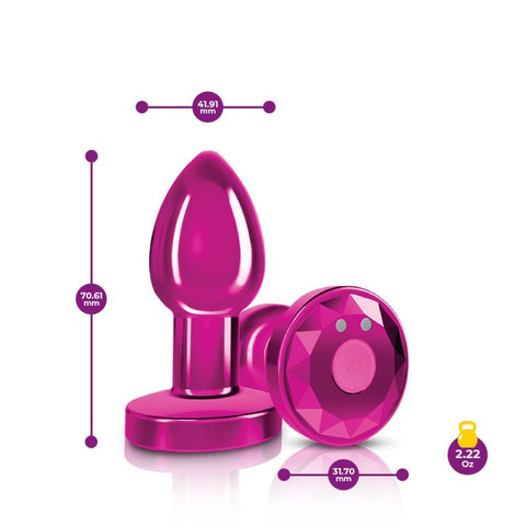 Cheeky Charms Small Pink Rechargeable Vibrating Metal Butt Plug > Anal Range > Jewel Butt Plugs
