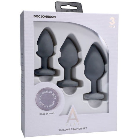 Play With My Butt Not My Heart Silicone Anal Trainer Set Grey > Anal Range > Butt Plug Kits