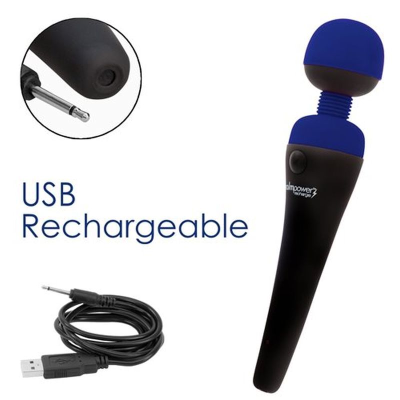 PalmPower Massage Wand Blue - Powerful Rechargeable Vibrator Electric Massager