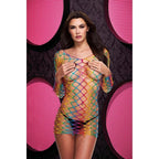 Rainbow Fishnet Mini Dress Lingerie One Size Flirty Wear > Clothes > Dresses and Chemises