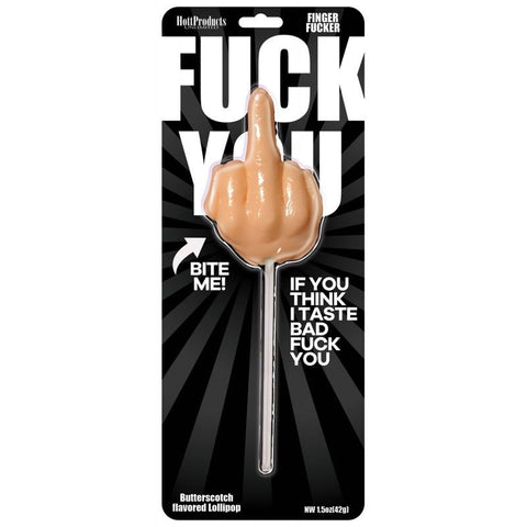 Fuck You Finger Fucker Lollipop – Butterscotch Flavored Edible Beige > Novelties > Candy & Edible Items