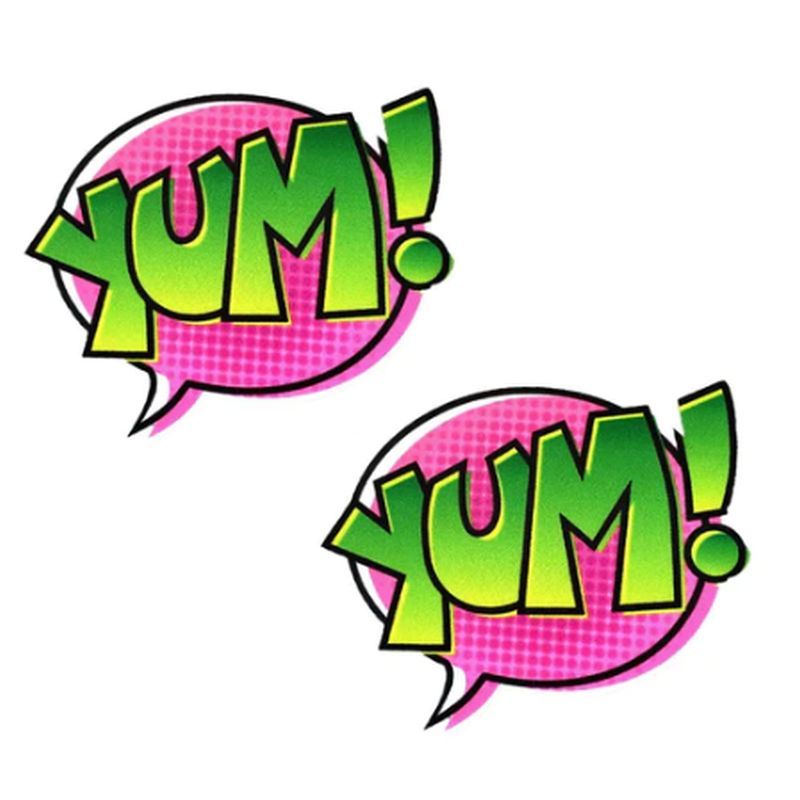 YUM Comic-Style Pasties – 2.5x2.5 Inches Retro Design Adhesive Pasties Set Secondary image