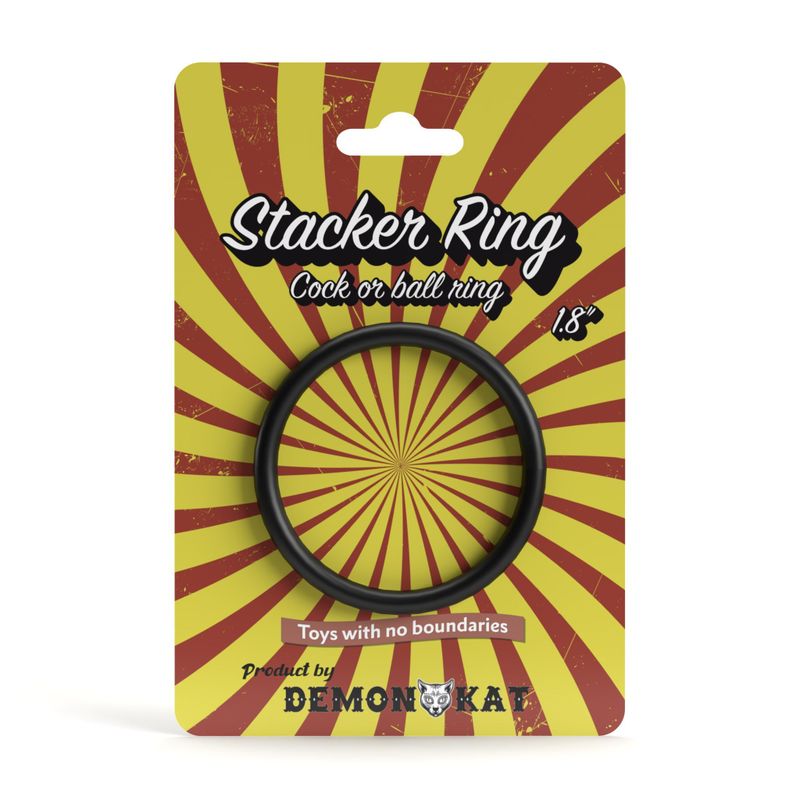 Stacker Ring 1.8 Inch 45mm Silver Adult Sex Toy Black COCK RINGS