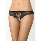Brazilian Open Crotch Panty in Black with Lace Detailing Extra Large > Clothes > Panties