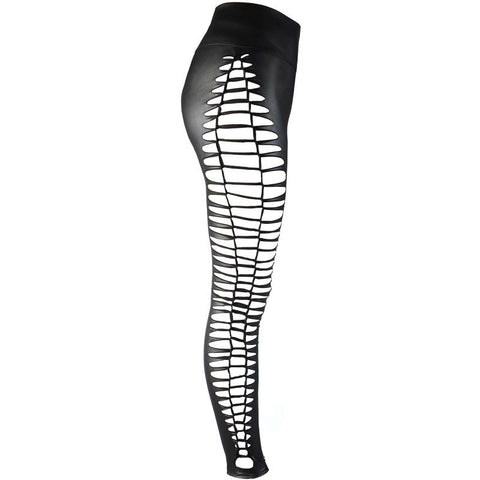 Stretch Wetlook Leggings with Cut Out Sides in Black Lingerie > Clothes > Hosiery > Pantyhose & Tights