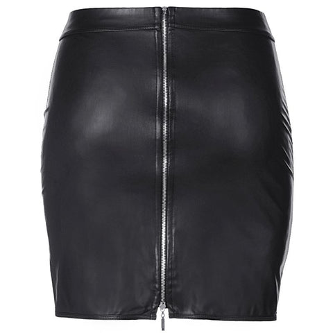 Stretch Wetlook Mesh Skirt with Criss Cross Detail Black > Clothes > Dresses and Chemises