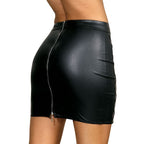 Stretch Wetlook Mesh Skirt with Criss Cross Detail Black > Clothes > Dresses and Chemises